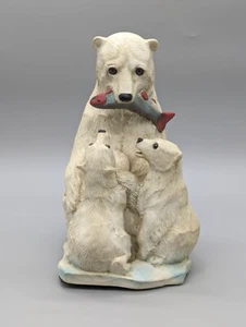 2002 Universal Statuary 671 Large Polar Bear Family 9.5" Resin Statue Figure - Picture 1 of 15