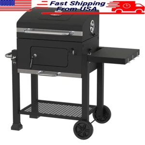 24" Heavy Duty Charcoal Grill Large Cooking Surface Adjustable Pan Black New - Picture 1 of 5