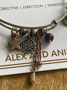 NWT Alex and Ani NEW BEGINNINGS CLUSTER Silver Adjustable Charm Bracelet w/Card - Picture 1 of 4