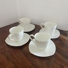 4 Fitz and Floyd Soft Square Cup And Saucer Nevaeh White Bone China Sets