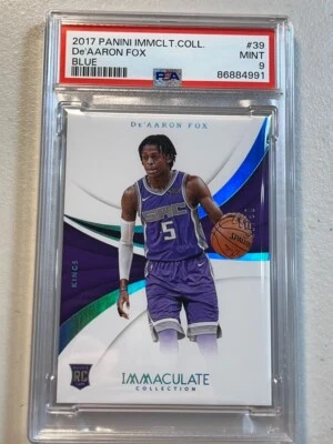 De'Aaron Fox PSA 9 2017-18 Panini Immaculate /25 Blue Rookie RC #39 Kings - Image 1 of 2