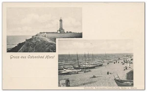 Postal Seebad Horst Niechorze Pomerania Occidental Gryfice playa faro sin gel. antes de 1945 - Imagen 1 de 2