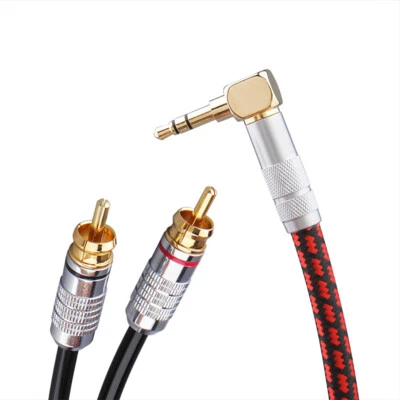 Primeda Audio Cable Stereo 3.5mm right angle to 2 RCA for MP3/4 CD DVD IPOD PC - Image 1 of 4