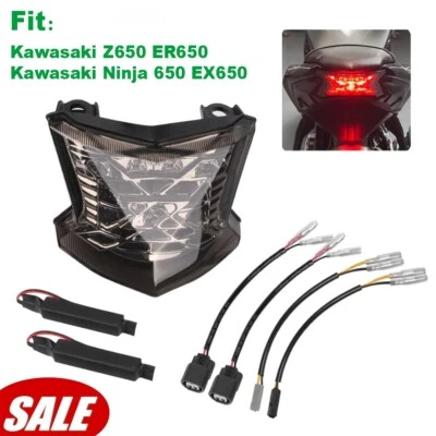Luz trasera LED con señales de giro para Kawasaki Ninja 650 Z650 2017-2025 Foto 1 de 4