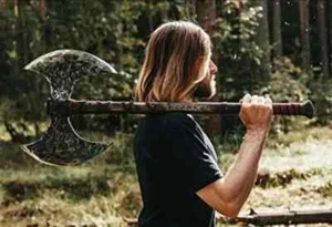 Handmade double-headed Viking axe, large Nordic axe, hand-forged Viking axe AU - Foto 1 di 4