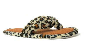 New Ladies' Leopard Print Terry Spa Thong Flip Flop House Slipper Comfort--3025 - Picture 1 of 10