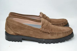 J. Crew Winona lug-sole penny loafers in suede Mens Sz 10.5 brown BP306 - $228+ - Picture 1 of 15