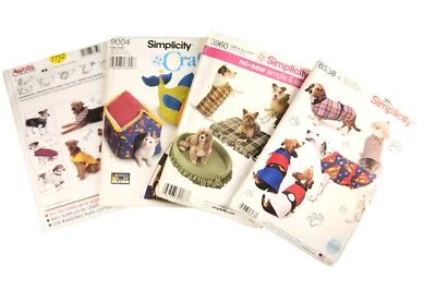 Simplicity Burda Sewing Patterns For Pets Dog Clothes Beds & Cat Toys Lot Of 4 - Image 1 of 4