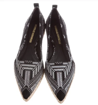 NICHOLAS KIRKWOOD Embroidered Espadrilles Black White New Size 9 - Image 1 of 4