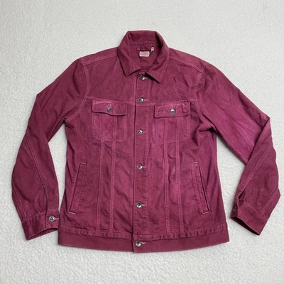 Chaqueta Marca Faherty Para Hombre Mediana Rosa Algodón Botón Delantero Camionero Jean Estilo Foto 1 de 4