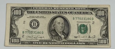 1990 $100 One Hundred Dollar Bill 77023168 Federal Reserve Note Legal Tender USA - Image 1 of 4