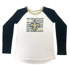 NFL New Orleans Saints Girls Long Sleeve Raglan T-Shirt White, Large (10/12) - Picture 1 of 4