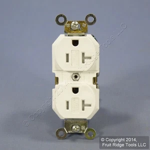 Leviton White Tamper Resistant Duplex Receptacle NEMA 5-20 20A 125V Bulk TBR20-W - Picture 1 of 5