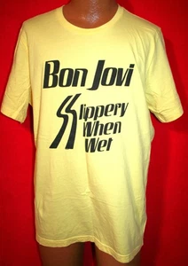BON JOVI Slippery When Wet Yellow Official Merchandise T-SHIRT XL Hair Metal - Picture 1 of 2