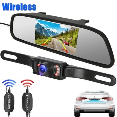 Wireless IR Night Vision Reverse Rear View Camera +  4.3" Car LCD Mirror Monitor - Image 1 of 4