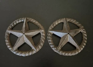 Cast Iron Texas Star Wall Hanging Western Theme Rustic Set Of 2 - Picture 1 of 7
