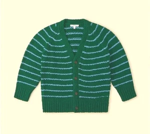NWT The Sunday Collective Strolling Along Striped Cardigan, Size 6, Green/Blue - Picture 1 of 3