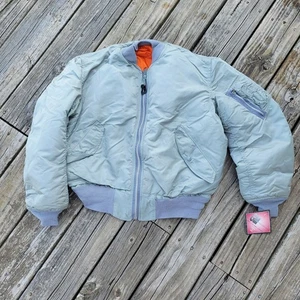 Vintage Flyers Bomber Jacket Size Small Gray MA-1 Golden Manufacturing Co READ - Picture 1 of 10