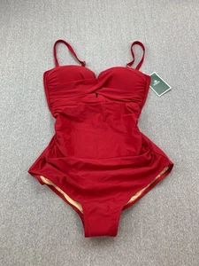 Eomenie Cross Front Slimming 1 PC Swimsuit Women S Red Padded Removable Strap - Picture 1 of 12