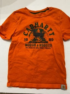 Carhartt Children’s T-shirt Rough And Rugged Orange Size 7 - Picture 1 of 4