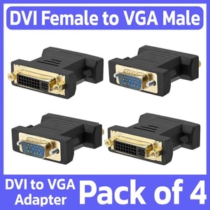 4 Pack DVI-A Female to VGA Male Adapter DVI-I 24+5 to VGA Connector Converter - Picture 1 of 4