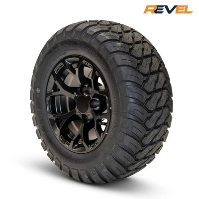 12" Satin Black Force Wheels on 23x10R12 Paramount MT Tires, Set of 4 Golf Cart Foto 1 de 2