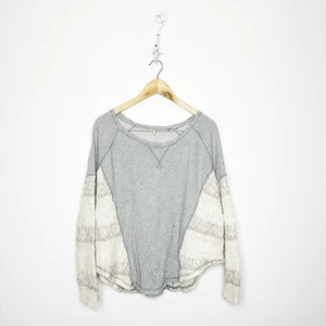 Free people Beautiful Sinner Sweater gray raglan oversized boho womens S small - Picture 1 of 8