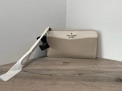 Muñequera Kate Spade Lucy Mediana Cremallera L Cuero Bloque de Color Arena Clara NUEVA NUEVA CON ETIQUETAS Foto 1 de 4