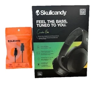 New Skullcandy Crusher Evo Over-the-Ear Wireless Headphones Black + USB-C Cord - Picture 1 of 5