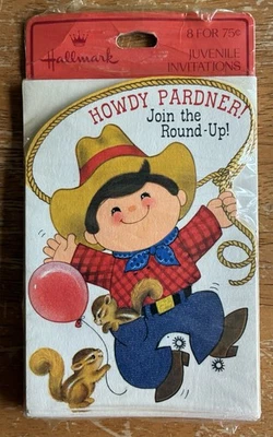 Sello vintage años 70 "¡Howdy Pardner! ¡Únete al resumen!" Invitaciones de cumpleaños Foto 1 de 4