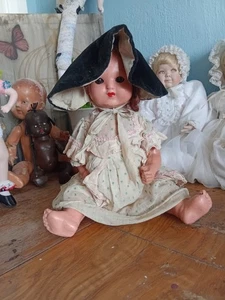 Very Old Vintage Composition Doll 1920/30s. Sleepy Eyes And Mohair Wig - Picture 1 of 12