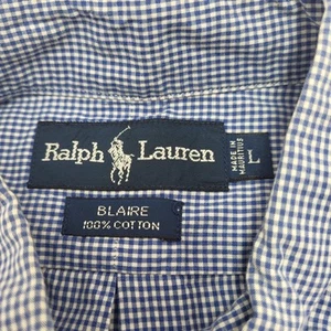 Camisa de Vestir Ralph Lauren Para Hombre L Azul Pin Cuadros Botones Manga Larga Formal - Imagen 1 de 7