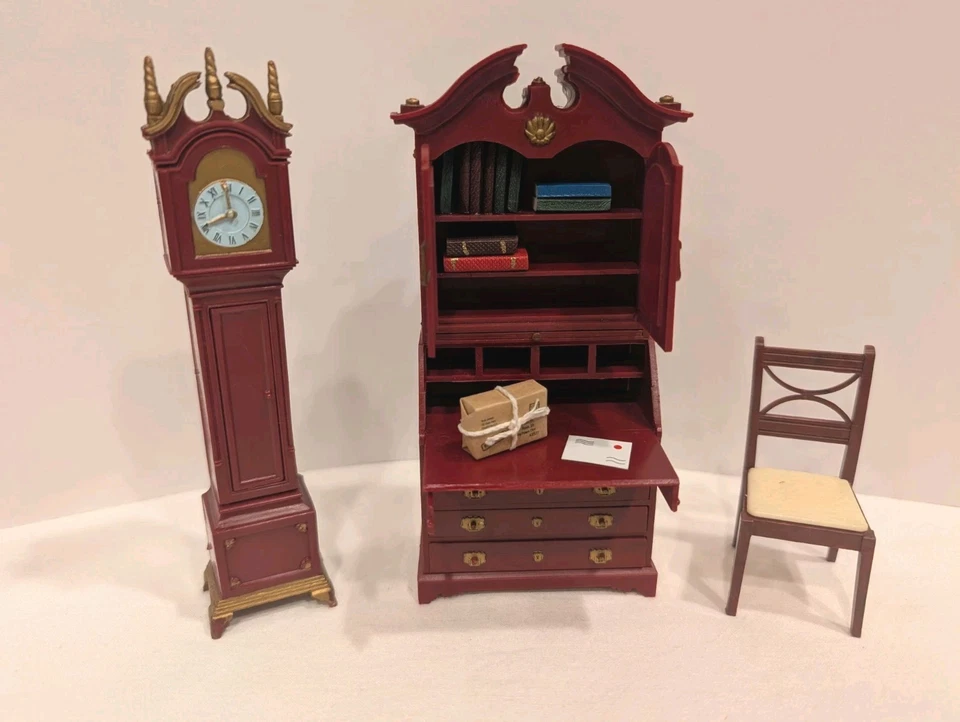 Vintage Marx Little Hostess SECRETARY DESK & GRANDFATHER CLOCK Dollhouse 1:16 - Image 1 of 4