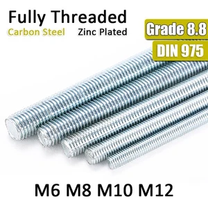 M6 to M12 Metric Fully Threaded Bar Zinc Plated DIN 975 -Grade 8.8 High Tensile- - Picture 1 of 8