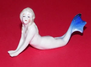 ANTIQUE PORCELAIN MERMAID * Ceramic Nude Figurine * 4" (10cm) Long * - Picture 1 of 5