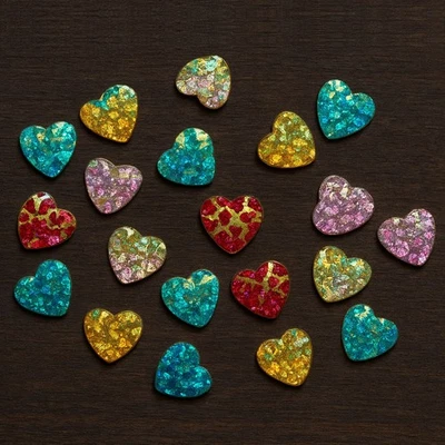 20pcs 12mm Resin Snowflake Pearlescent Heart FlatBack Appliques Christmas #378 - image 1 of 3