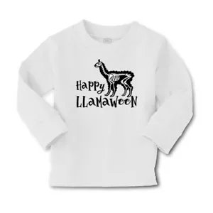 Kids Long Sleeve T Shirt Halloween Happy Llamaween Cotton Girls & Boys Clothes - Picture 1 of 12