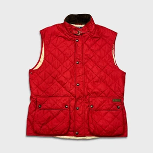 Polo Ralph Lauren Chaleco Chaqueta Para Hombres XL Rojo Diamante Acolchado Pana Borde Caza - Imagen 1 de 16