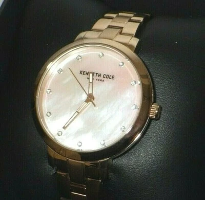 Reloj Kenneth Cole KC15173008 Damas Tono Oro Rosa Diamante Acento Cuadrante MOP Foto 1 de 4