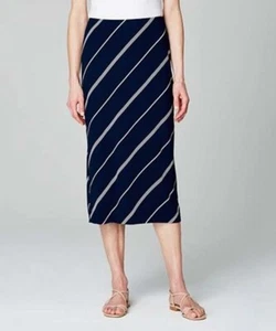 J.Jill Wearever Navy Blue White Striped Pencil Skirt Small S NWT $89 - Picture 1 of 1
