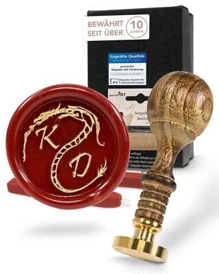 SIEGELSET gravurART SIEGELSTEMPEL 2-3 BUCHSTABEN INITIALEN ZIERRAND SIEGELWACHS  - Bild 1 von 4