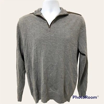 Suéter Pullover Harrison Davis Para Hombre Mezcla Lana 1/4 Cremallera Gris Medio Manga Larga Foto 1 de 4