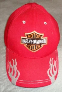 Harley Davidson Hat Red With Flames Baseball Cap Adjustable Fit - Picture 1 of 5