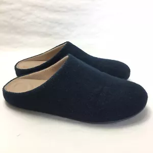 FitFlop Chrissie Felt Wool Clogs Slip On Slides Mules Comfort Warm Navy Size 7 - Picture 1 of 8