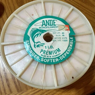 Ande 高级单丝单线 1 磅线轴 40 磅 1300 码粉色全新陈货 — 第 1/2 张图片