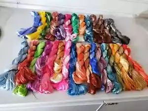 Gradient Colors 100%mulberry silk,hand-dyed embroidery silk floss/thread 1bundle - Picture 1 of 31