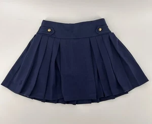 Polo Ralph Lauren Skort Skirt Girls Navy Blue Pleated Size 6x Gold Buttons Pony - Picture 1 of 10