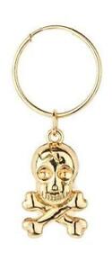 9ct gold gent's 15mm sleeper tube hoop earring with skull & crossbones. Gift box