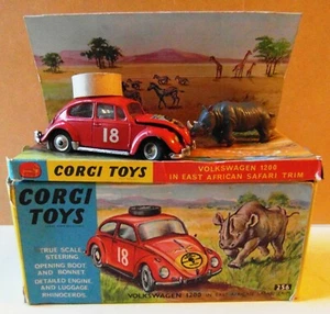 Vintage Boxed Corgi Toys No. 256 Volkswagen 1200 East African Safari w Rhino - Picture 1 of 17