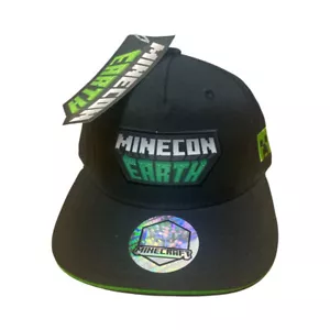 Minecreaft Minecon Earth Adjustable Cap Hat Flat-bill Black/green Jinx Teen - Picture 1 of 7